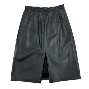 Northside Fashions Black Genuine Leather Front Slit A Line Skirt Womens 11 Small